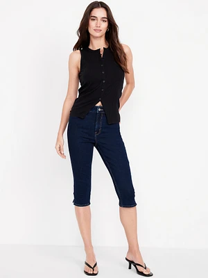 High-Waisted Rockstar Super-Skinny Capri Jeans