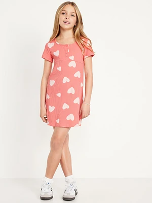 Short-Sleeve Henley Dress for Girls