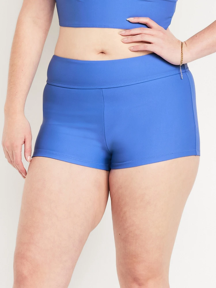 High-Waisted Matte Swim Shorts -- 2-inch inseam