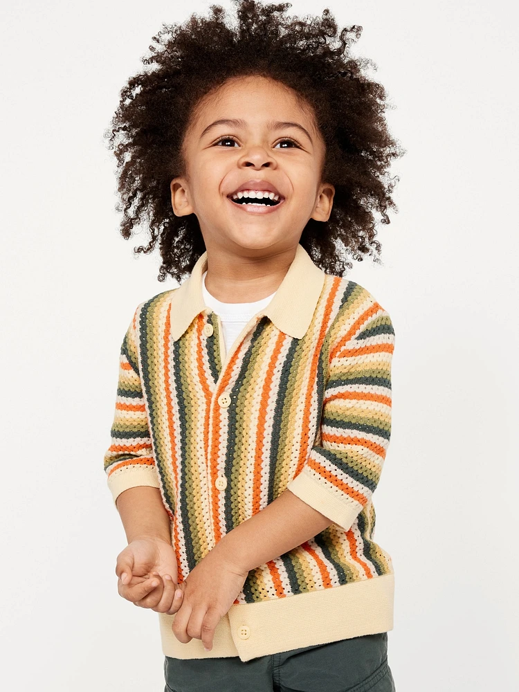 Loose Printed Sweater-Knit Shirt for Toddler Boys