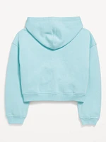 Cropped Zip-Front Cargo Pocket Hoodie for Girls