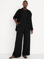 High-Waisted Crinkle Gauze Wide-Leg Pants