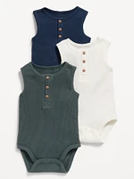 Sleeveless Waffle-Knit Henley Bodysuit for Baby