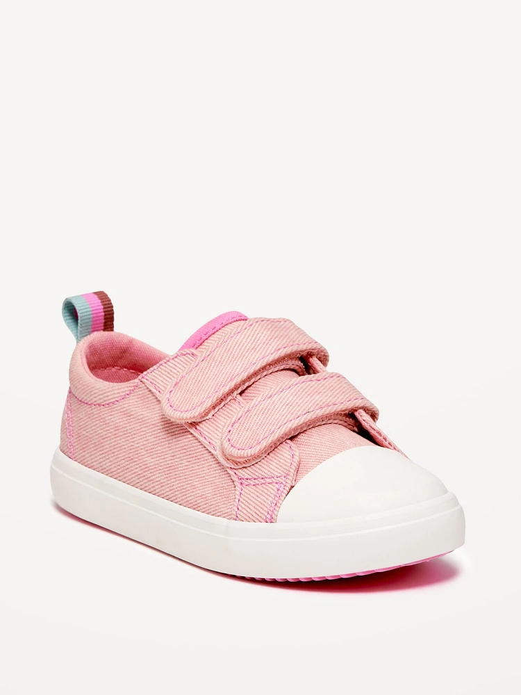 Double Secure-Strap Twill Sneakers for Toddler Girls