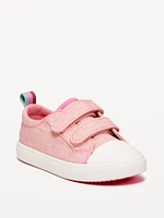 Double Secure-Strap Twill Sneakers for Toddler Girls