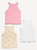 3-Pack Fitted Halter Tank Tops for Toddler Girls