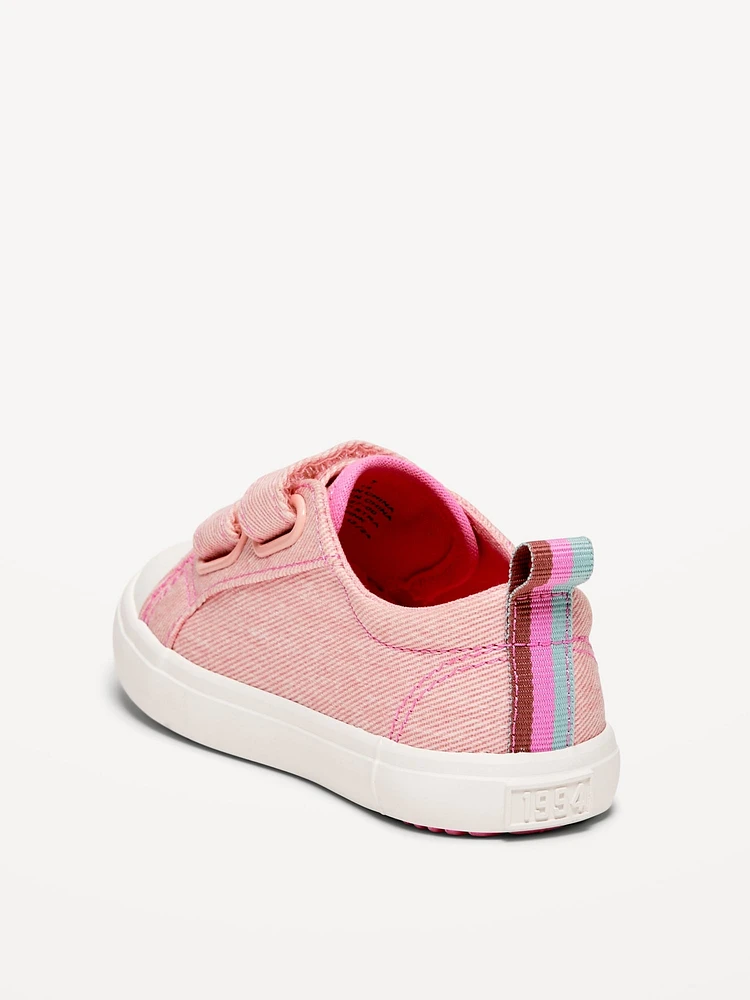 Double Secure-Strap Twill Sneakers for Toddler Girls