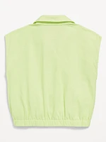 Button-Front Tie-Knot Linen-Blend Shirt for Girls