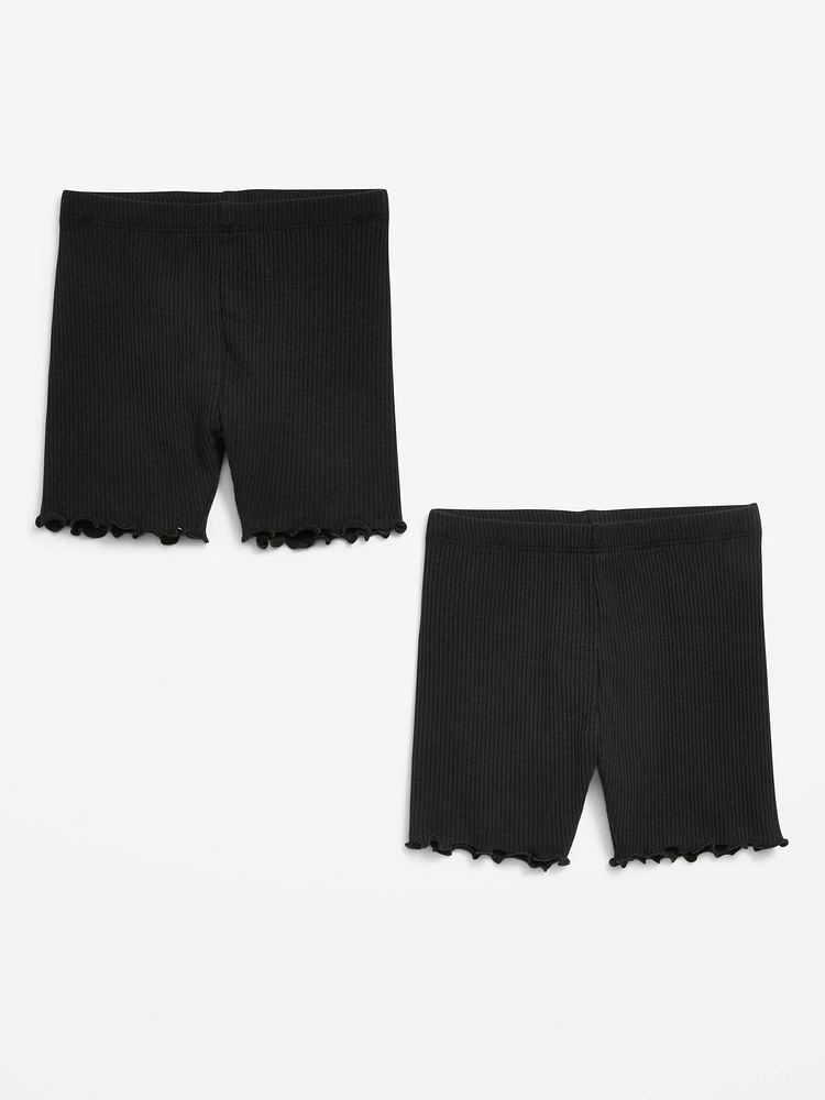 Ribbed Lettuce-Edge Biker Shorts 2-Pack for Toddler Girls