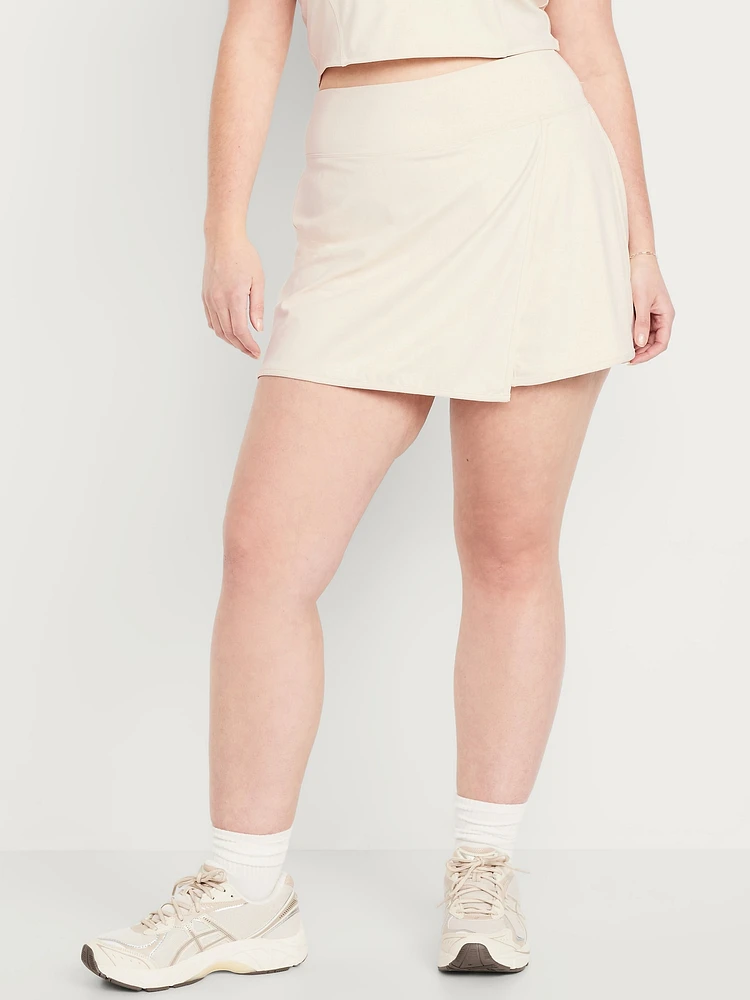 High-Waisted PowerSoft Faux-Wrap Skort