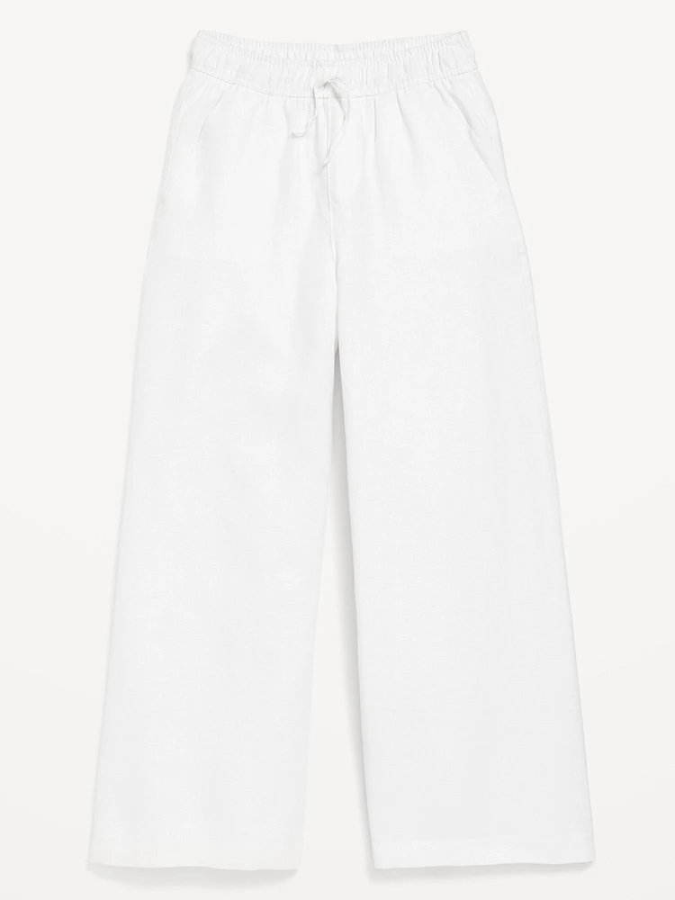 High-Waisted Linen-Blend Wide-Leg Pants for Girls