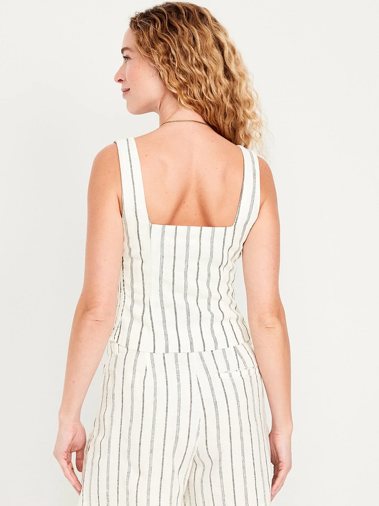 Button-Front Linen-Blend Vest