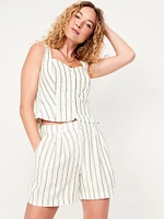 Button-Front Linen-Blend Vest