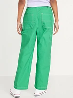 Loose High-Waisted Carpenter Pants for Girls