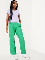 Loose High-Waisted Carpenter Pants for Girls