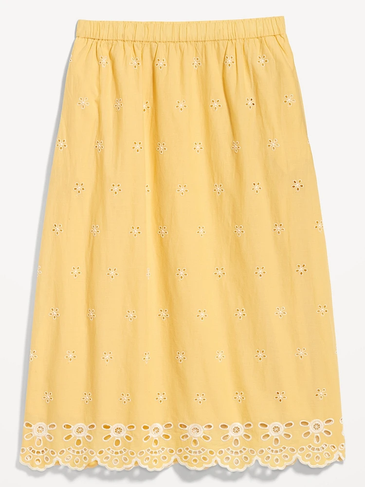 A-Line Eyelet Midi Skirt