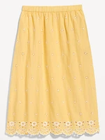 A-Line Eyelet Midi Skirt
