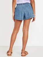 Loose Utility Jean Shorts for Girls