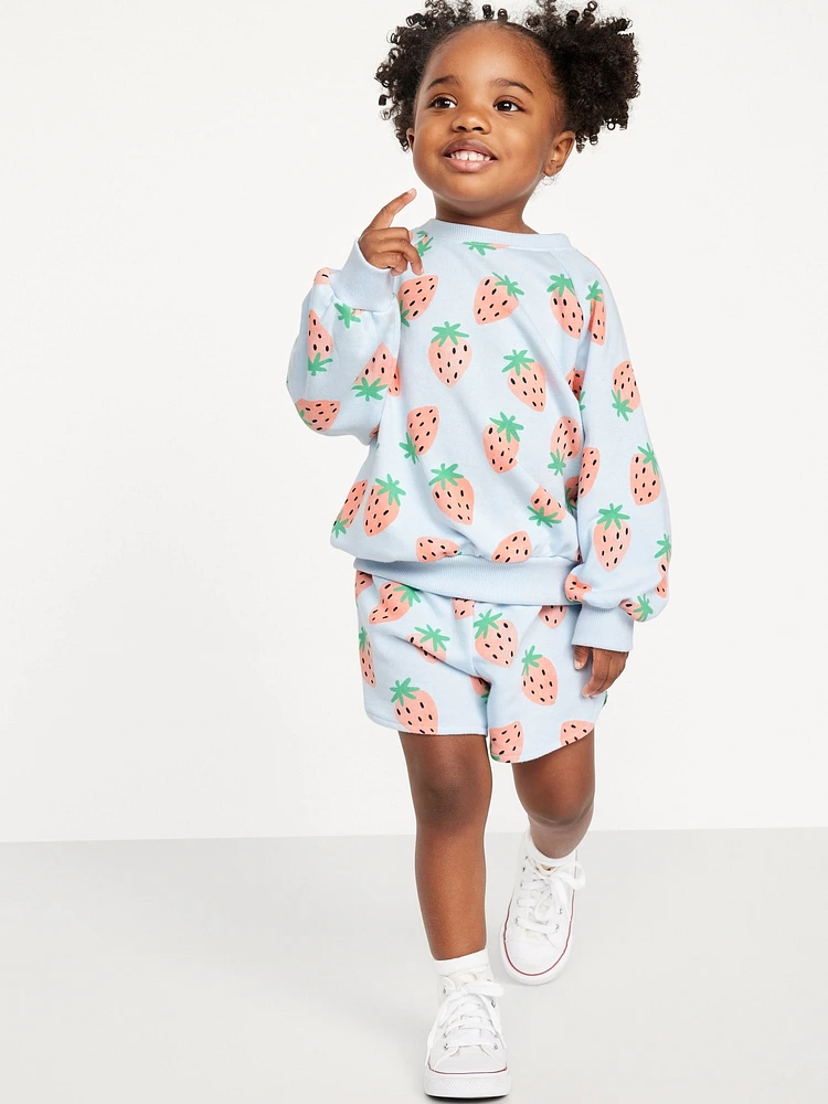 Printed Sweatshirt and Shorts Set for Toddler Girls