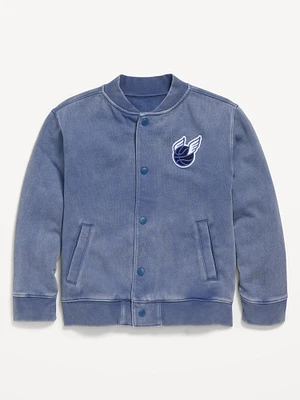 Loose Button-Front Bomber Jacket for Boys