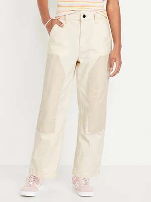 Loose High-Waisted Carpenter Pants for Girls