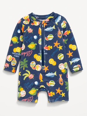 Printed Zip-Front Rashguard One-Piece Swimsuit for Baby