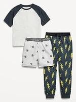 3-Piece Jersey-Knit Pajama Set for Boys