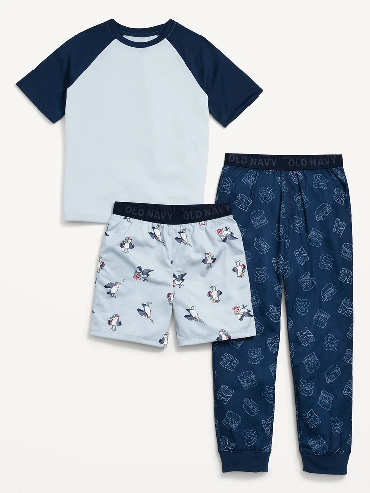 3-Piece Jersey-Knit Pajama Set for Boys