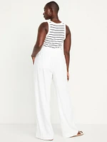High-Waisted Linen-Blend Wide-Leg Pants