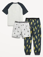 3-Piece Jersey-Knit Pajama Set for Boys