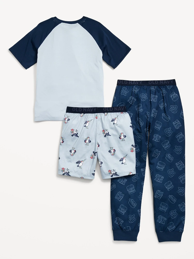 3-Piece Jersey-Knit Pajama Set for Boys