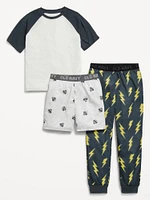 3-Piece Jersey-Knit Pajama Set for Boys