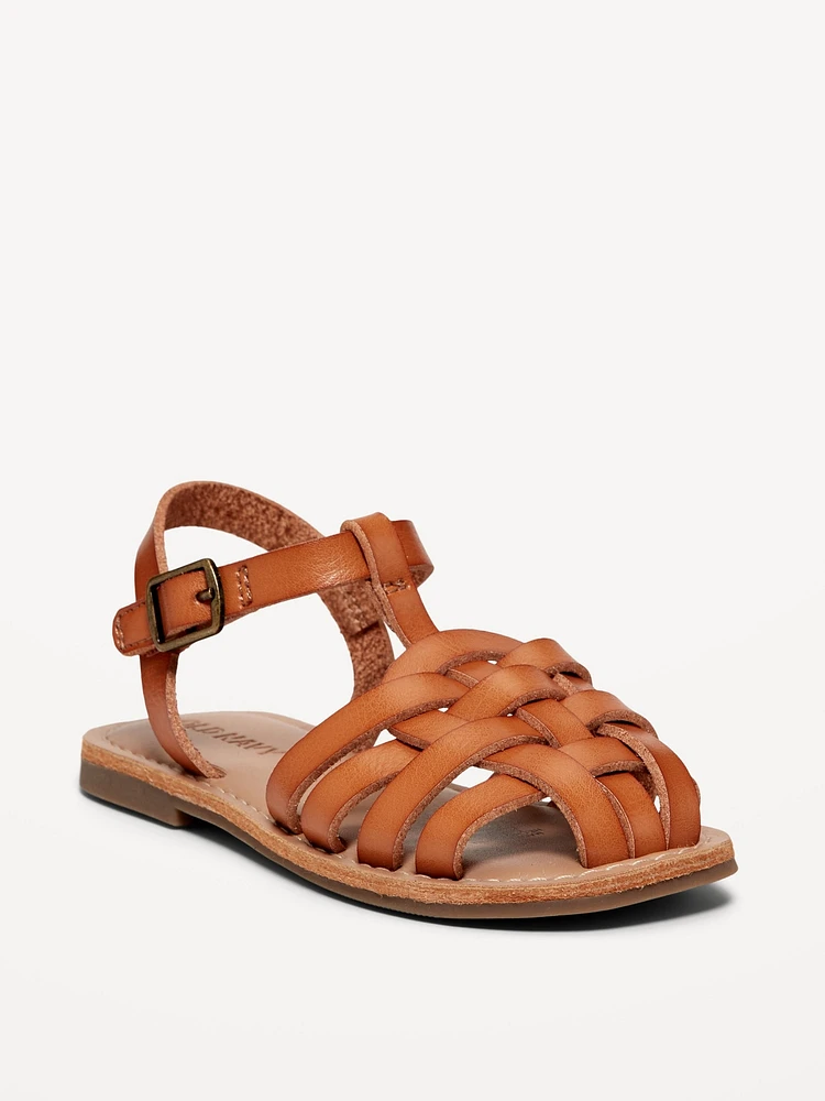 Faux-Leather Fisherman Sandals for Toddler Girls