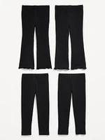 Ribbed Flare-Leg and Leggings 4-Pack for Toddler Girls