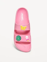 Double-Strap Patch Slide Sandals for Girls