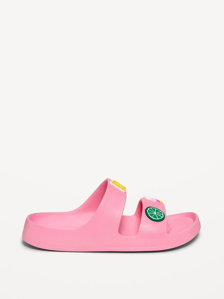 Double-Strap Patch Slide Sandals for Girls