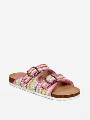 Textured-Woven Buckled Strap Sandals for Girls