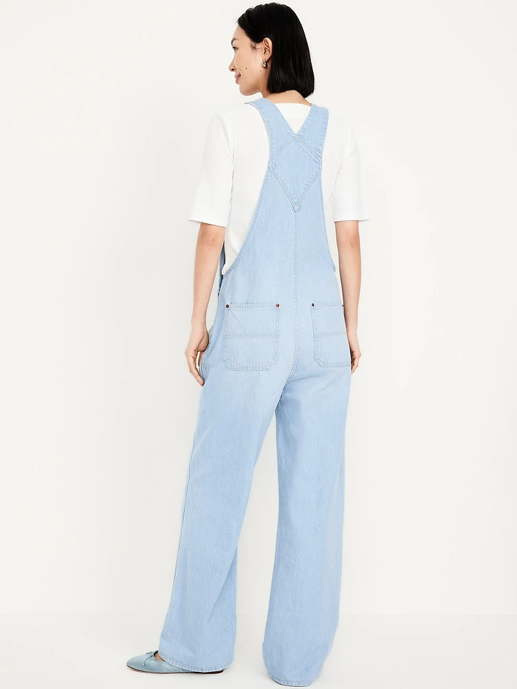 Baggy Wide-Leg Jean Overalls