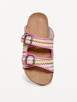 Textured-Woven Buckled Strap Sandals for Girls