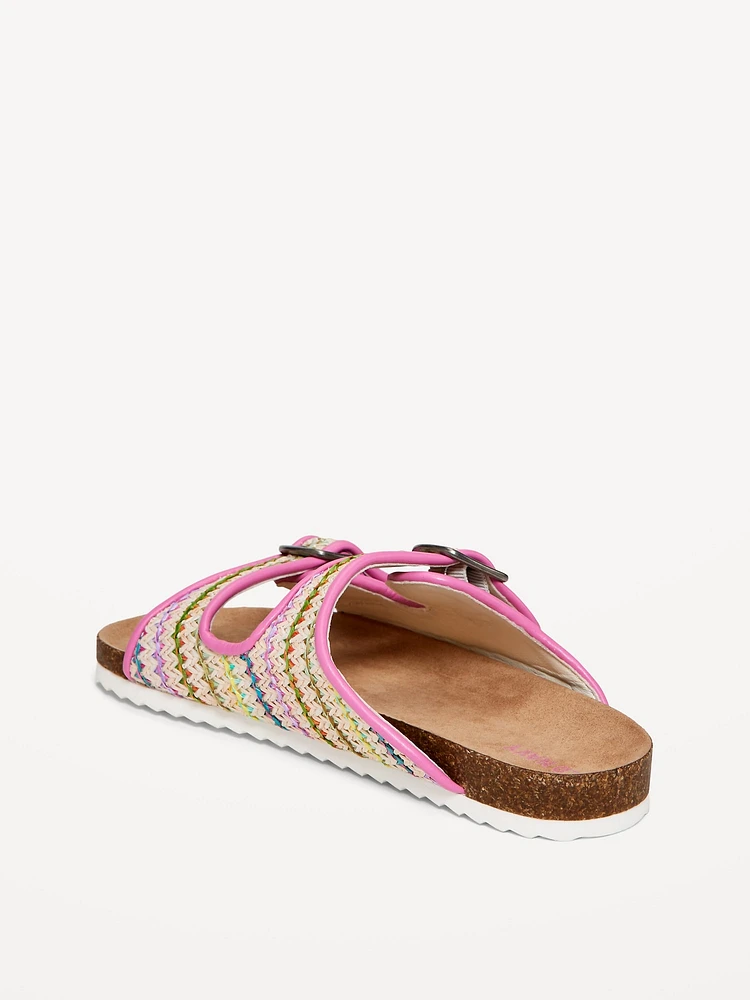 Textured-Woven Buckled Strap Sandals for Girls