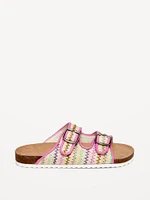 Textured-Woven Buckled Strap Sandals for Girls