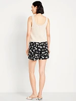 High-Waisted Linen-Blend Mini Skort