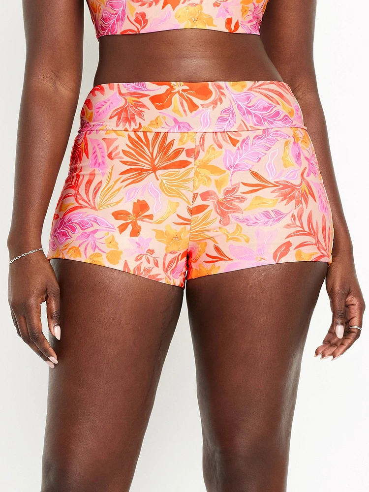 High-Waisted Matte Swim Shorts -- 2-inch inseam