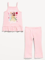 Licensed Graphic Peplum Tank and Flare Pants Set for Toddler Girls