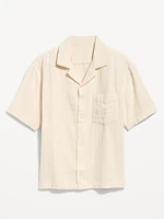 Short-Sleeve Cropped Heavyweight Camp Shirt