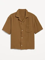 Short-Sleeve Cropped Heavyweight Camp Shirt