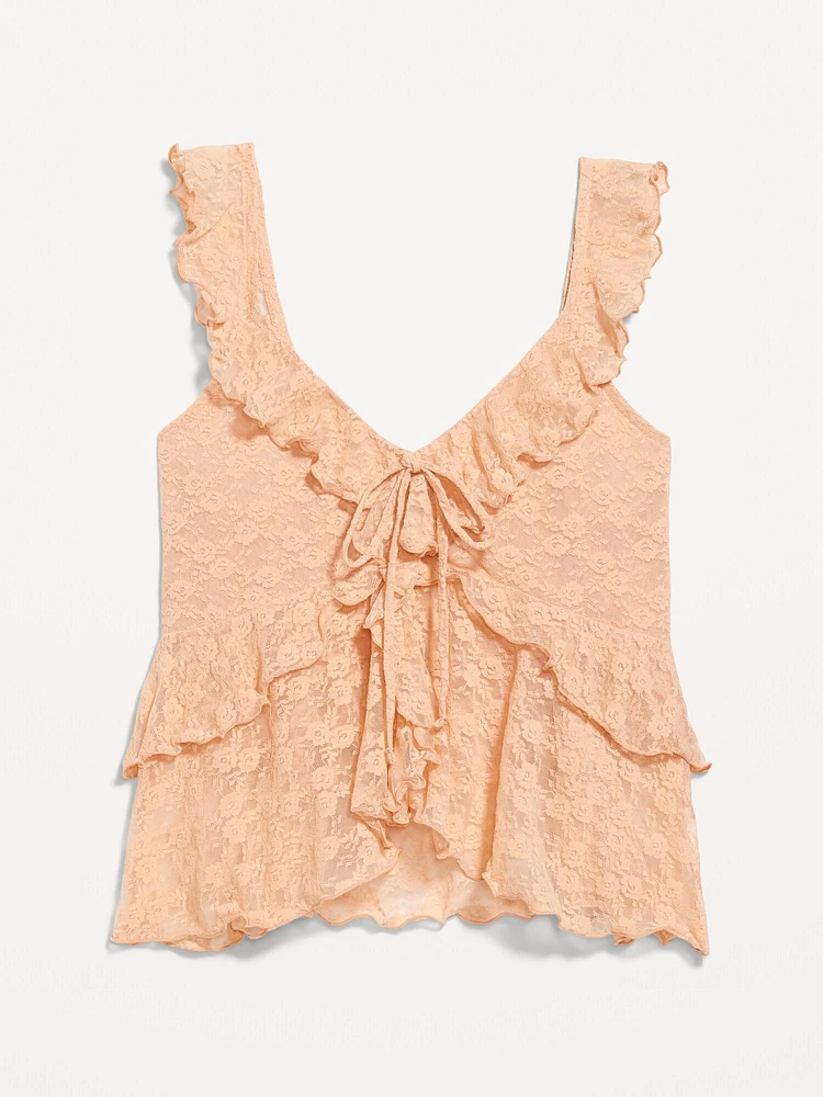 Sleeveless Lace Ruffle Top