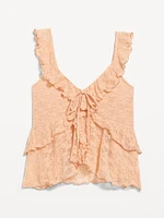 Sleeveless Lace Ruffle Top
