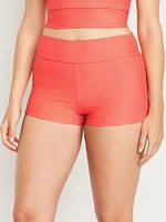 High-Waisted Matte Swim Shorts -- 2-inch inseam