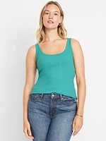First-Layer Ribbed Scoop-Neck Tank Top